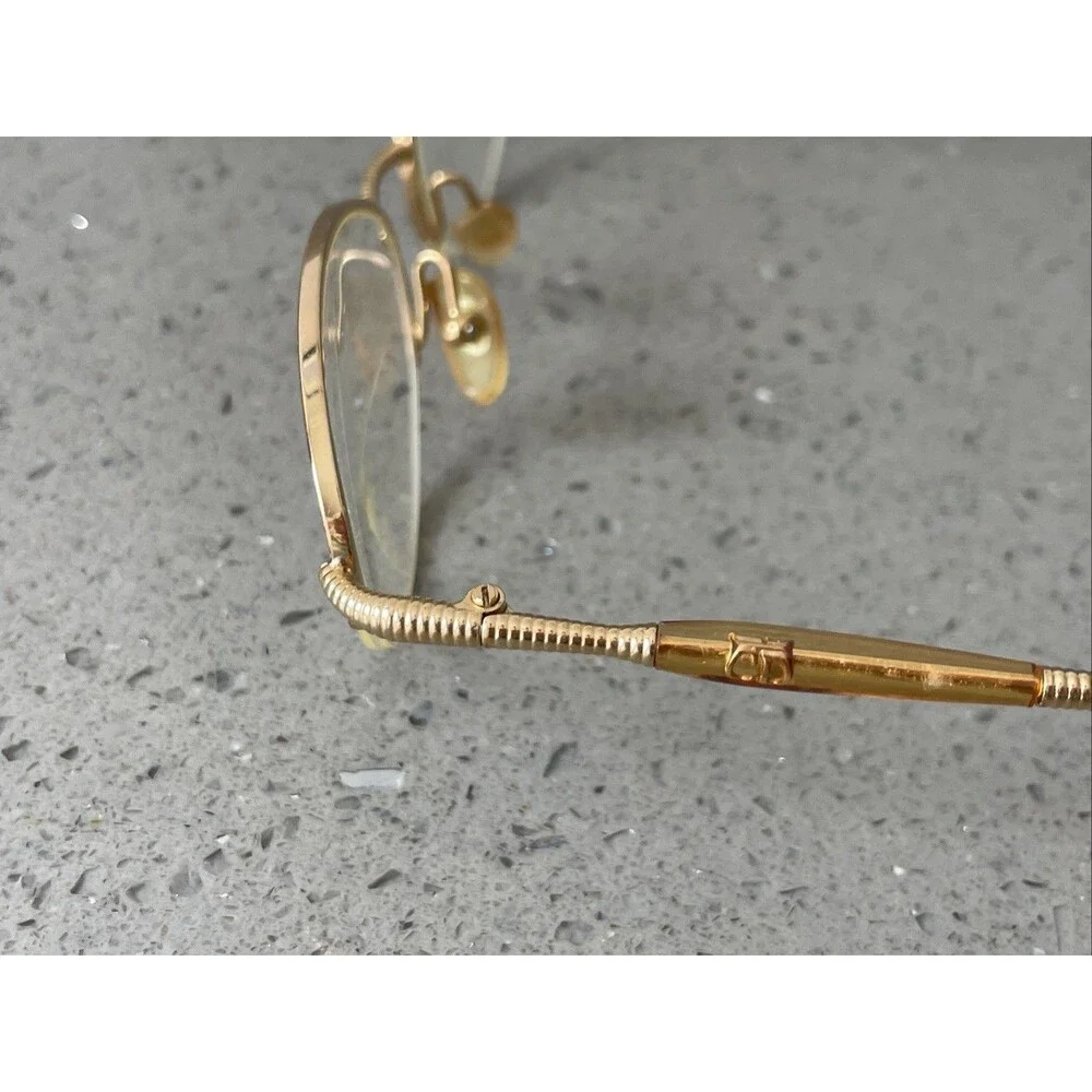 CHRISTIAN DIOR Eyeglasses Frames ONLY 49-19 01x2 Half Rim gold